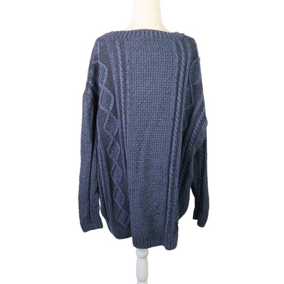 BDG Urban Outfitters Navy Blue and Black Marled Cable Knit Sweater L - Picture 4 of 6